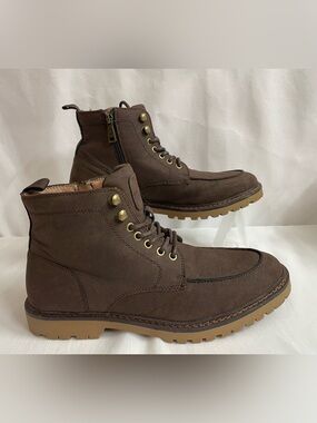 MADDEN By Steve Madden Men's Brown Suede Lace-Up Zip Ankle Boots Size US 9